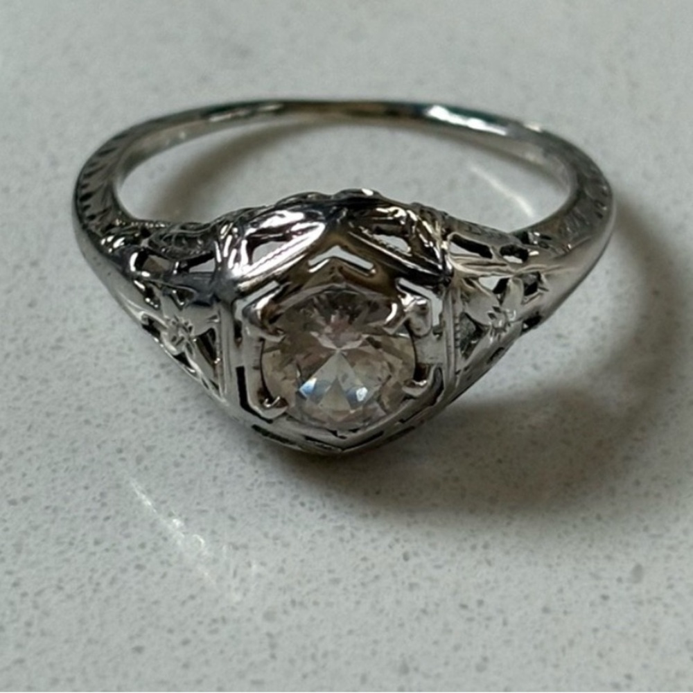 Antique 14 WG Edwardian Filigree Ring